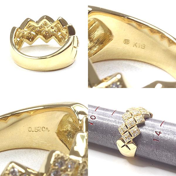 MIKIMOTO ミキモト ダイヤモンド リング K18YG 12号 0.52ct パヴェ  