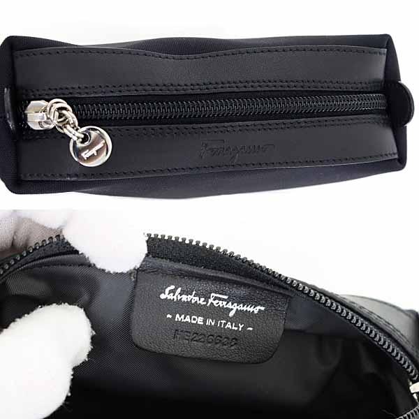 サルヴァトーレフェラガモ Salvatore Ferragamo ポーチ 化粧ポーチ マルチケース ナイロン レザー HE226638 ブラック 未使用品 FERRAGAMO（フェラガモ） サルヴァトーレフェラガモ Salvatore