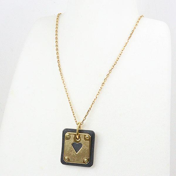 HERMES エルメス アス・ドゥ・クール PM ペンダント ブラック ゴールド 