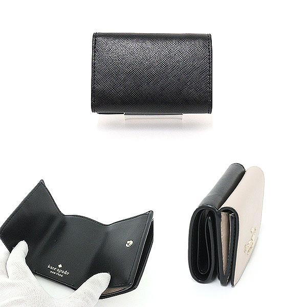 ケイトスペード Kate spade ステイシー カラーブロック マイクロ トライ フォールド ウォレット ウォームベージュマルチ ベージュ/ブラック PVC/レザー WLR00127 三つ折り財布 小財布 ミニ財布 【中古】 kate spade NEW YORK（ケイト・スペード ニューヨーク） ケイト