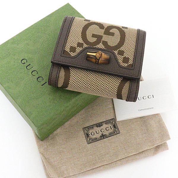 GUCCI グッチ ジャンボGG ダイアナ バンブー コンパクトウォレット 二  