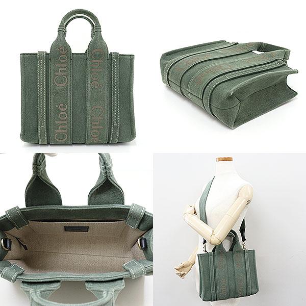 Chloe クロエ WOODY ウッディ スモールトートバッグ カーキ系 Chloe クロエ WOODY ウッディ スモールトートバッグ カーキ系