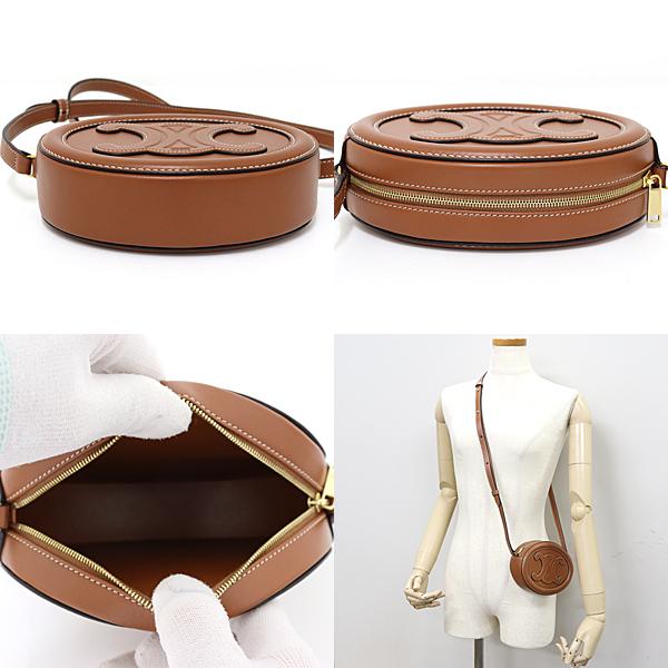 セリーヌ CELINE クロスボディ オーバルパース キュイル トリオンフ 10I703DPQ ポシェット 斜め掛け ショルダーバッグ カーフスキン タン ブラウン 未使用 CELINE（セリーヌ） クロスボディ オーバルパース キュイル トリオンフ