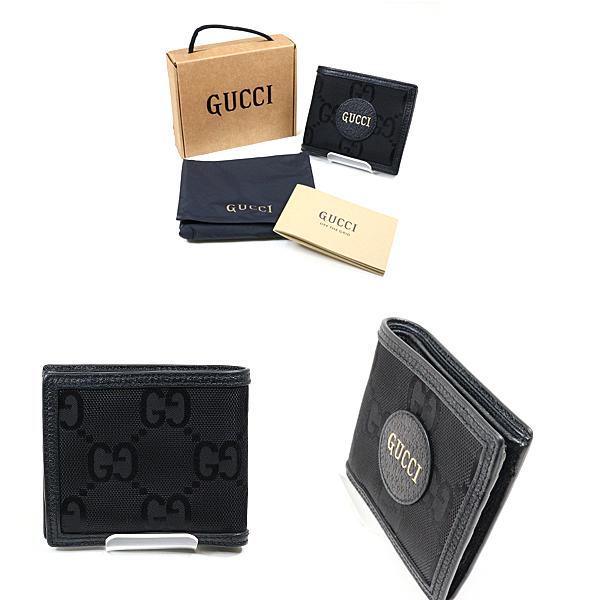 グッチ GUCCI オフ ザ グリッド 二つ折り 財布 ナイロン レザー グレー ベージュ 625574 シルバー 金具 VLP 90237638 GUCCI（グッチ） オフ ザ グリッド 二つ折り財布 625574 ブラック