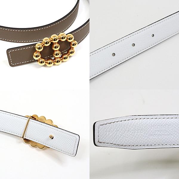 エルメス HERMES マイヨンバブル ベルト  リバーシブル スイフト エプソン エトゥープ ニューホワイト 未使用品 HERMES（エルメス） マイヨンバブル ベルト リバーシブル スイフト