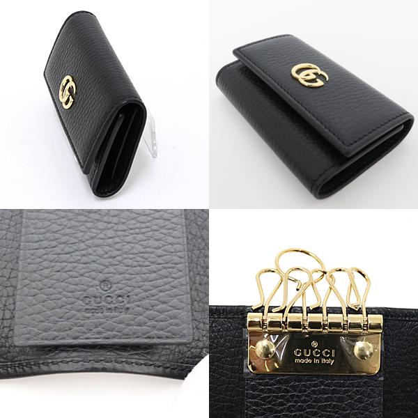 グッチ GUCCI GGマーモント 6連キーケース 456118 ブラック ゴールド金具 【中古】Sランク GUCCI（グッチ） GUCCI GGマーモント 6連キーケース 456118 ブラック