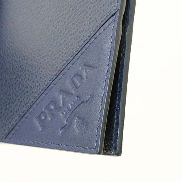 PRADA（プラダ） PRADA 2折り札入れ サフィアーノレザー ネイビー 未