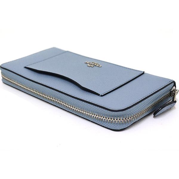 コーチ COACH ラウンドファスナー長財布 ジップアラウンドウォレット レザー F54007 ライトブルー系 シルバー金具 【中古】Sランク COACH（コーチ） ラウンドファスナー長財布 ジップアラウンド