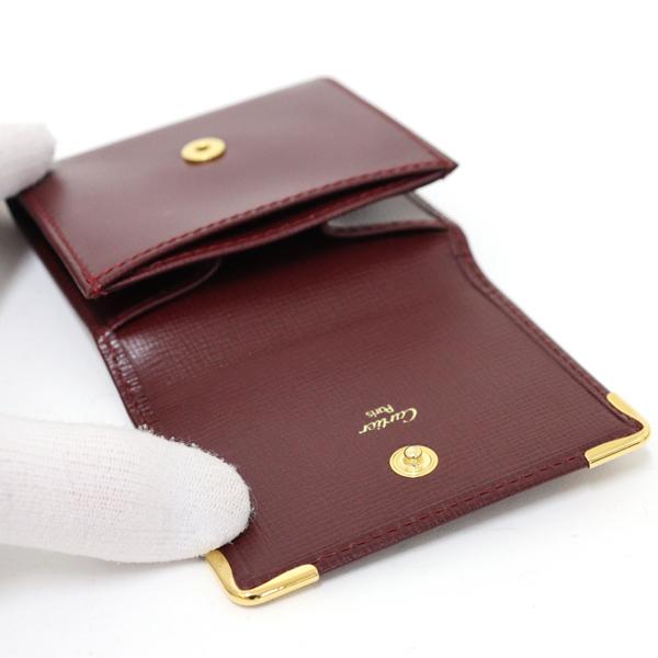 カルティエ Cartier マストライン ケース レザー L3000158 ボルドー ゴールド金具 【中古】Sランク Cartier（カルティエ） マストライン コインケース レザー L3000158
