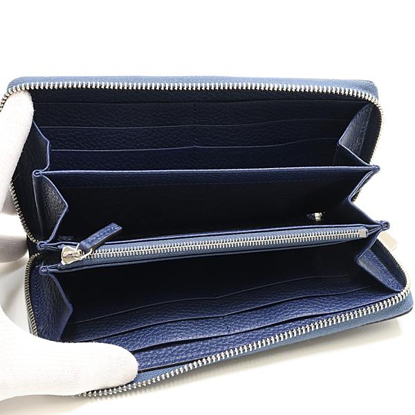 良品 GUCCI グッチ ネイビー レザー　ラウンドファスナー　長財布　ジップ GUCCI（グッチ） ロゴ ジップアラウンドウォレット ラウンドファスナー