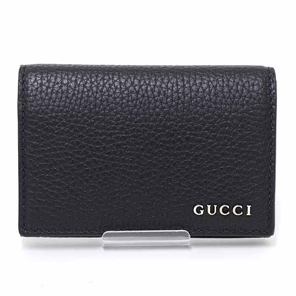 グッチ GUCCI ロゴ カードケース 名刺入れ メンズ 771152 ブラック レザー 【中古】Sランク GUCCI（グッチ） ロゴ カードケース 名刺入れ メンズ 771152 ブラック