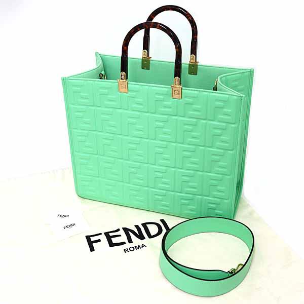 FENDI フェンディ サンシャイン ミディアム ショッパーバッグ トートバッグ 2WAY ショルダーバッグ 8BH386 グリーン系 未使用品 FENDI（フェンディ） サンシャイン ミディアム ショッパーバッグ