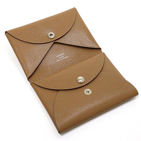 HERMES（エルメス） カルヴィ デュオ カードケース ゴールド 