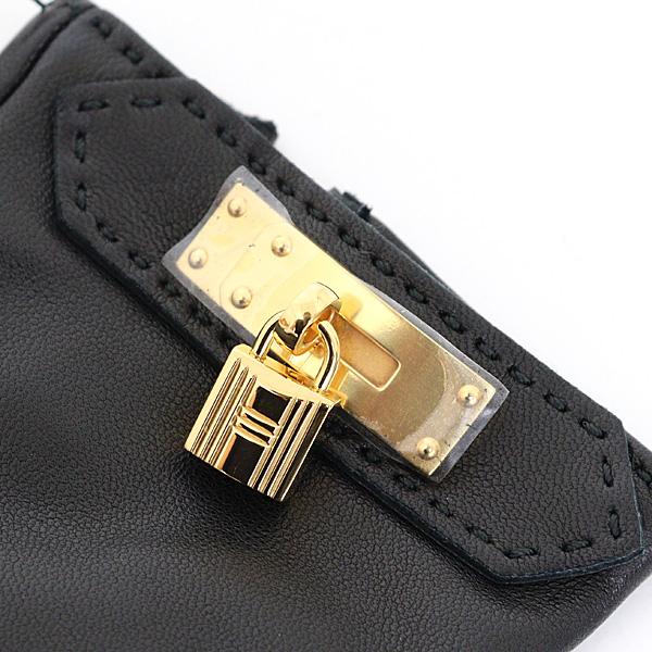 HERMES（エルメス） 手袋 ソヤ アニョー・グラッセ 黒/ゴールド金具