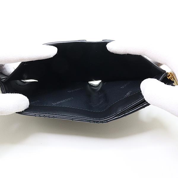 Burberry バーバリー 三つ折り財布 8049280 コンパクト ウォレット ブラック 黒 レザー Sランク【中古】 BURBERRY（バーバリー） 三つ折り財布 8049280 コンパクト ウォレット