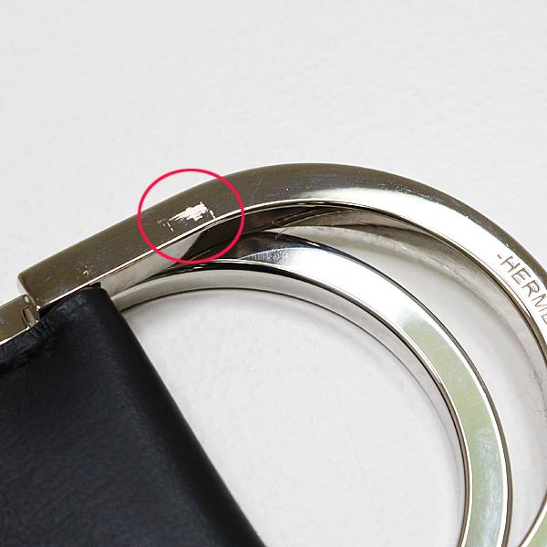 HERMES（エルメス） ダブルDリング キャンバスベルト ブラック×グレー