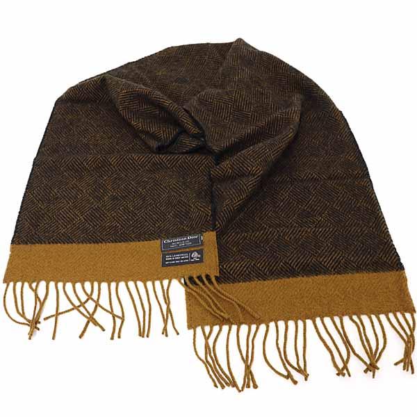 クリスチャン ディオール ムッシュ Christian Dior MONSIEUR ラムウール マフラー ブラック ブラウン系 【中古】Sランク Christian Dior（クリスチャン・ディオール） クリスチャン ディオール