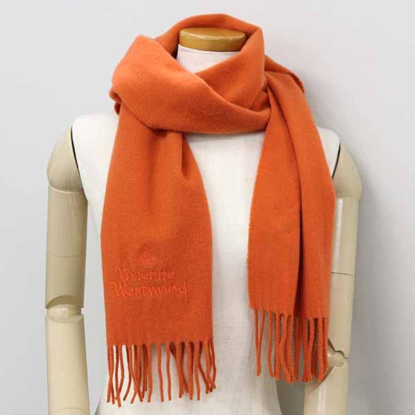 ヴィヴィアンウエストウッド オーブ刺繍ラムウールマフラー 美品 Vivienne Westwood（ヴィヴィアンウエストウッド） EMBROIDERED LOGO
