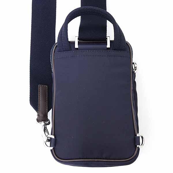 プラダ PRADA Re-Nylon xレザー スマートフォンケース スマホショルダー 2ZH194 F0C1B BLU+CAFFE ネイビー/ダークブラウン 【中古】Aランク PRADA（プラダ） PRADA Re-Nylon xレザー スマートフォンケース スマホ