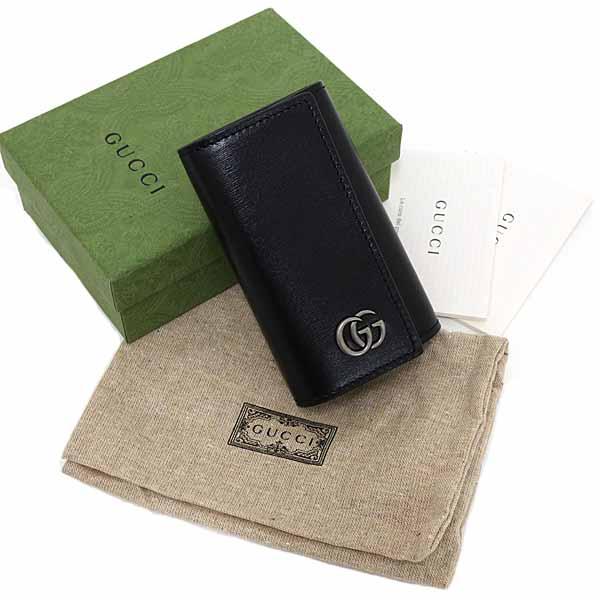 GUCCI グッチ GGマーモント キーケース 6連 キーフック キーリング レザー 435305 ブラック【中古】Sランク_1