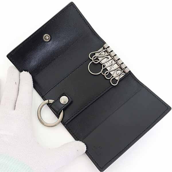 GUCCI グッチ GGマーモント キーケース 6連 キーフック キーリング レザー 435305 ブラック【中古】Sランク_3