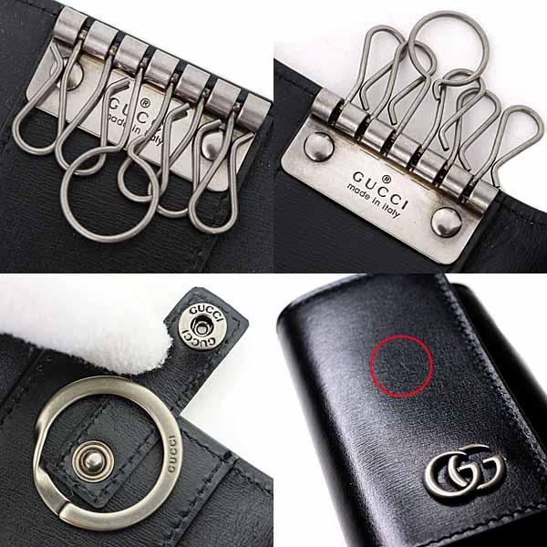 GUCCI グッチ GGマーモント キーケース 6連 キーフック キーリング レザー 435305 ブラック【中古】Sランク_5
