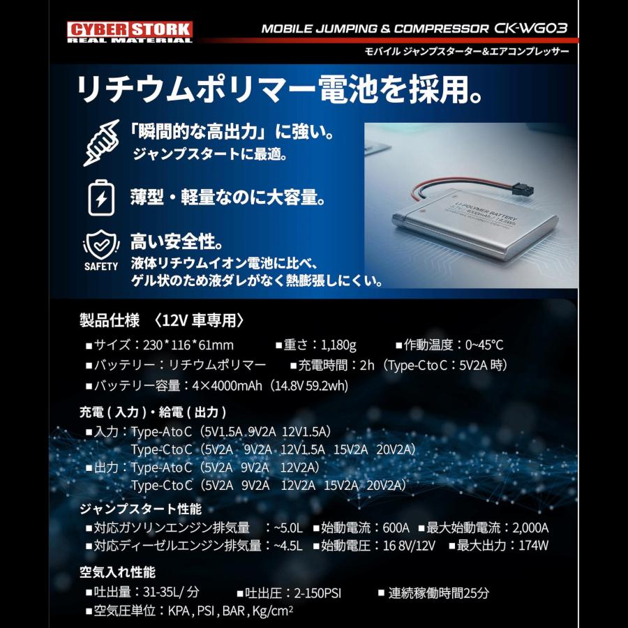 CYBER STORK サイバーストーク 国内メーカー ジャンプスターター 電動