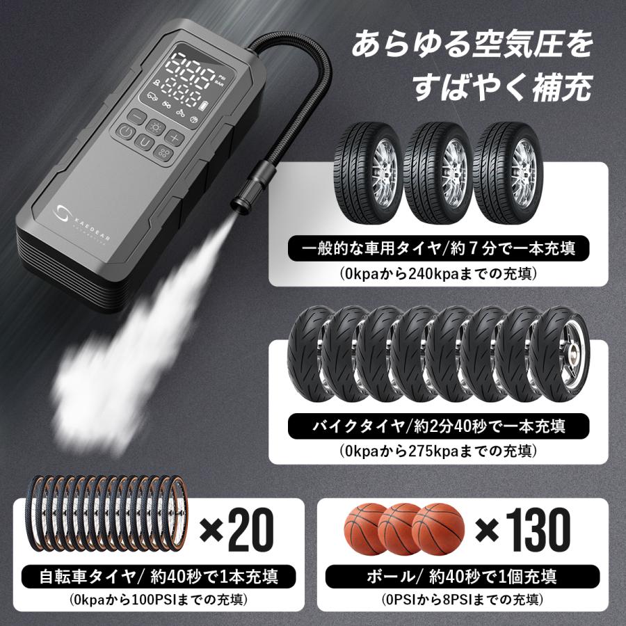 Kaedear 電動空気入れ 車空気入れ タイヤ空気入れ 空気入れ