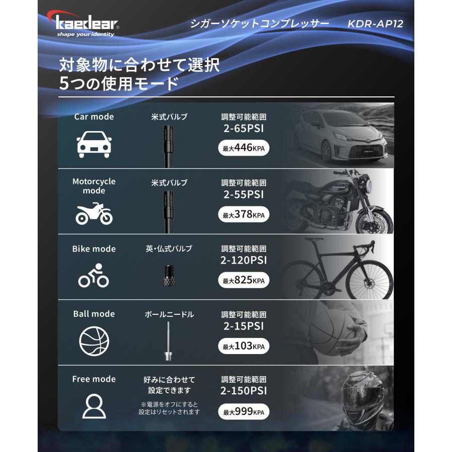 Kaedear（カエディア） 電動空気入れ バッテリーレス 【パワフル