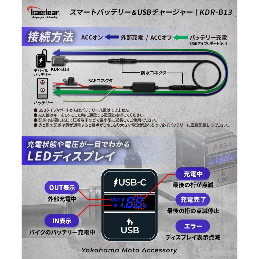 Kaedear（カエディア） 【 USB充電 と 12Vバッテリーへ充電 の2Way