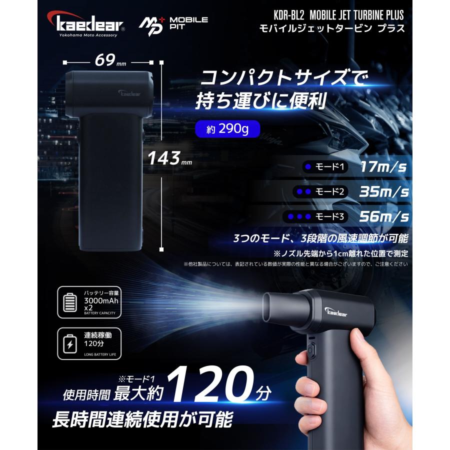 Kaedear（カエディア） バイク ブロワー 洗車 小型 充電式 電動