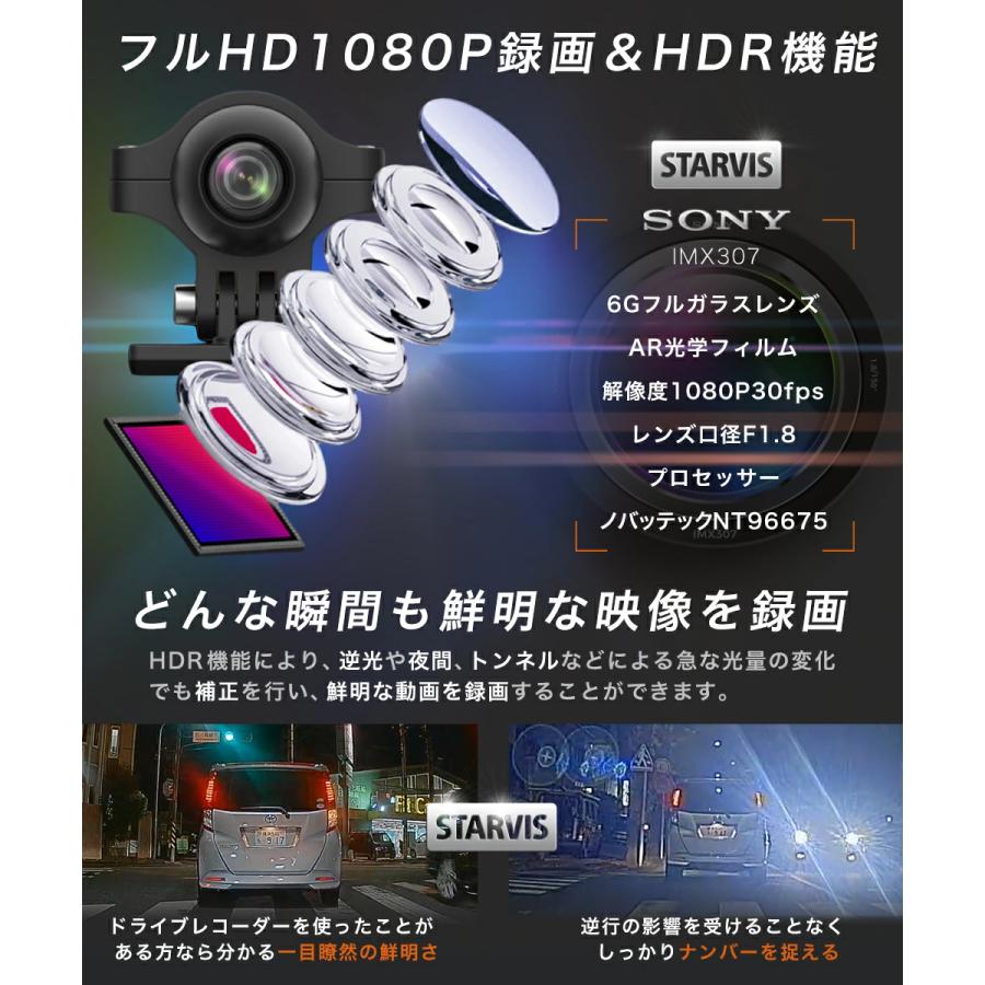 バイク ドライブレコーダー バイク用 全体 防水 IP67 HDR SONY 