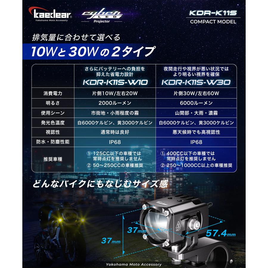 Kaedear(カエディア) バイク フォグ ランプ 補助 ライト 汎用 15W Amazon | Kaedear(カエディア) バイク フォグランプ LED 後付け フォグ