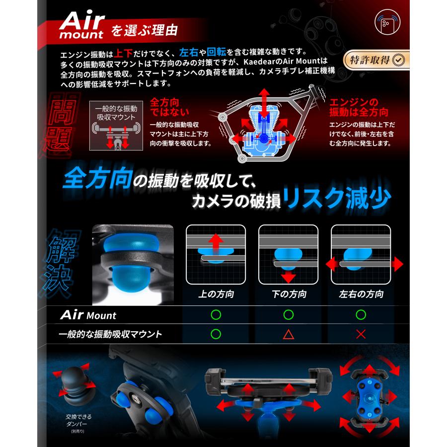 Kaedear（カエディア） 超防振 バイク スマホホルダー バイク用スマホ