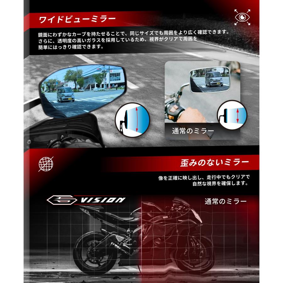 Kaedear（カエディア） バイク ミラー バイクミラー 折りたたみ 10mm