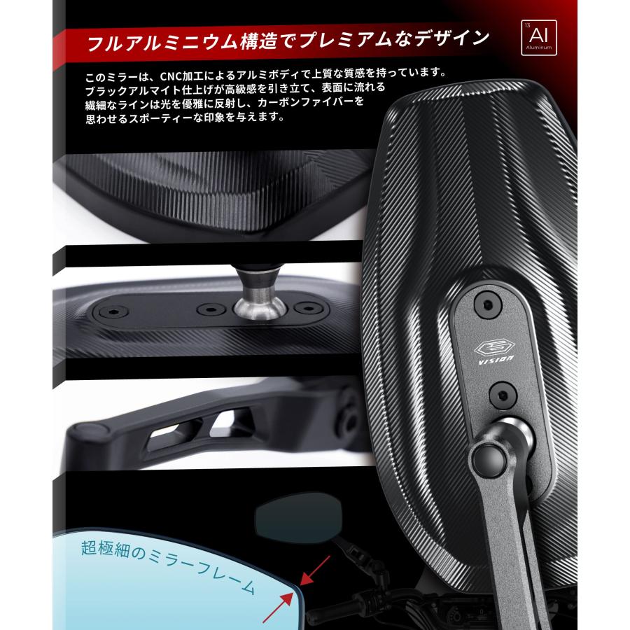 Kaedear（カエディア） バイク ミラー バイクミラー 折りたたみ 10mm