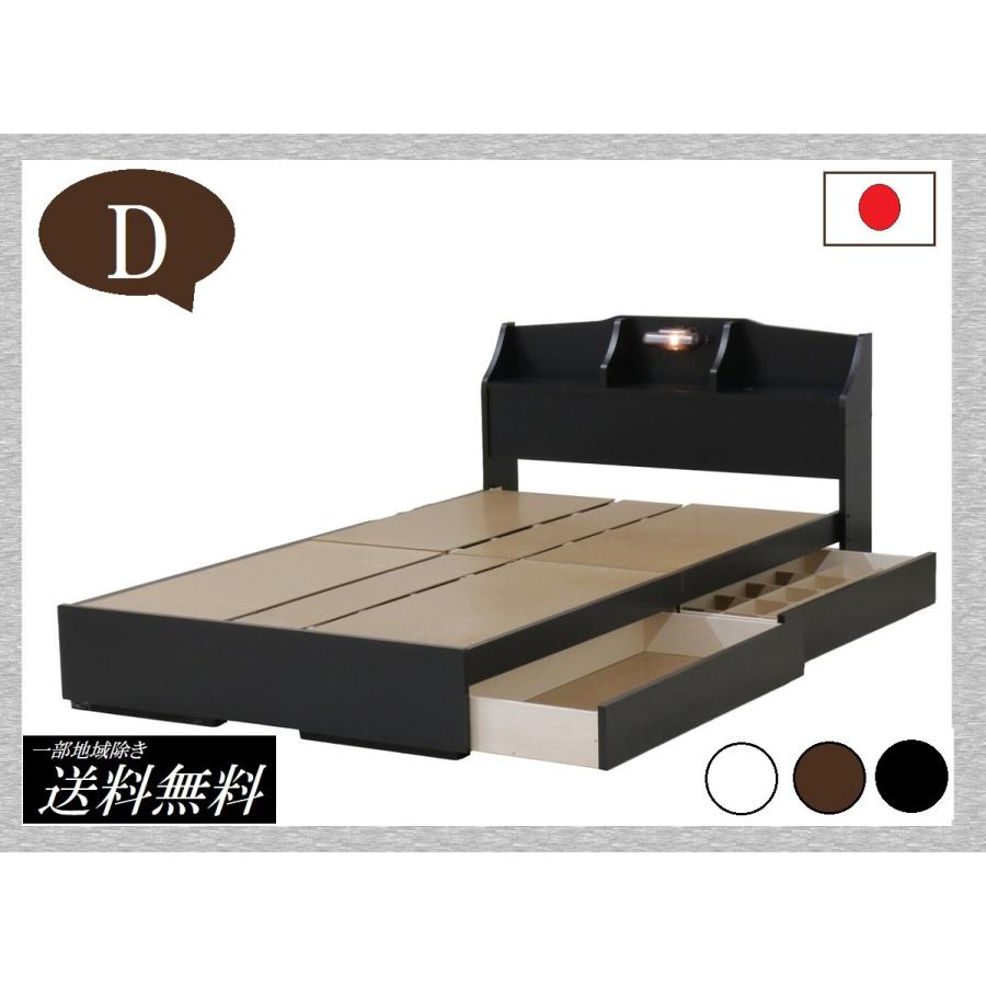 カントリーベッド マットレス無し販売 送料無料一部除 品番112323 D ダブルサイズ 宮付きベッド コンセント 引出 照明 収納 日本製 デザインベッド 木製ベッド