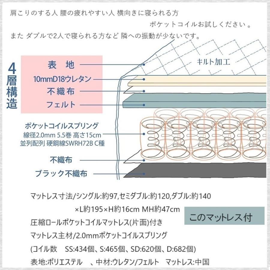 ランクアップベッド SS ポケットコイル 送料無料(込)一部除く 品番112384 大人の魅力クラッシックデザインベッド マットレスずれ防止 枕元コンセント付 585｜kaedeinterior｜07