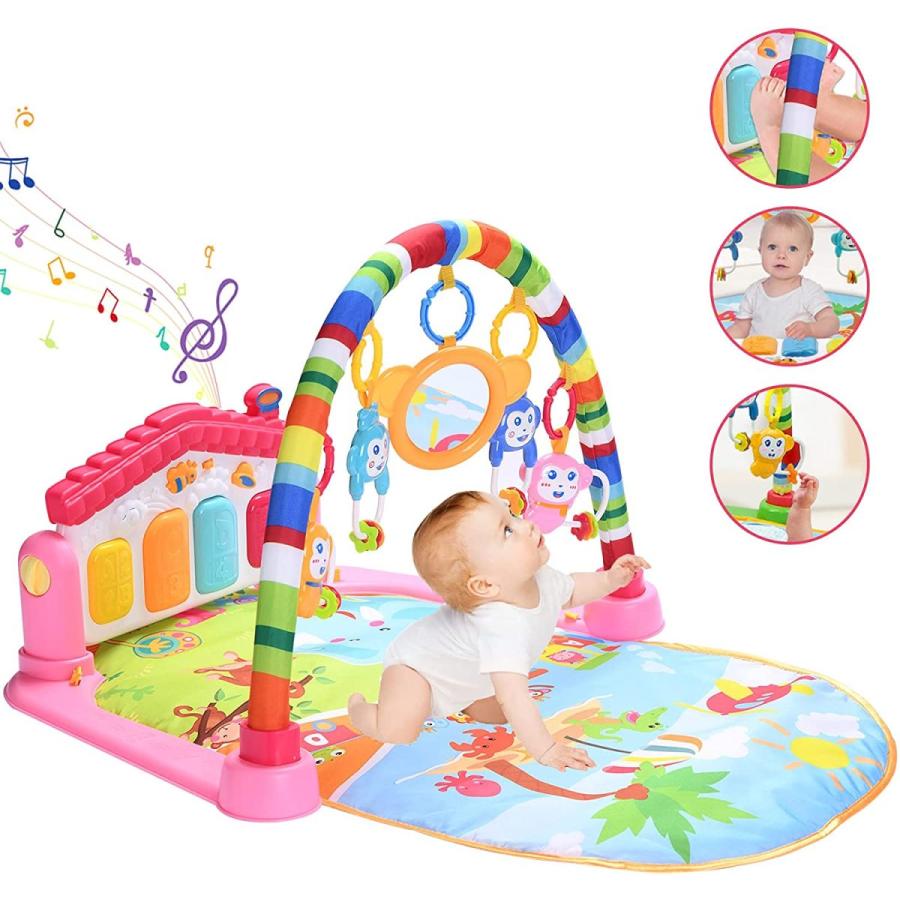 幼児 ベビーマット 赤ちゃん プレイマット ベビージム おもちゃ ピンク 出産祝いプレゼント 室内 感覚刺激 トイピアノ その他おもちゃ オンラインショップ Themtransit Com