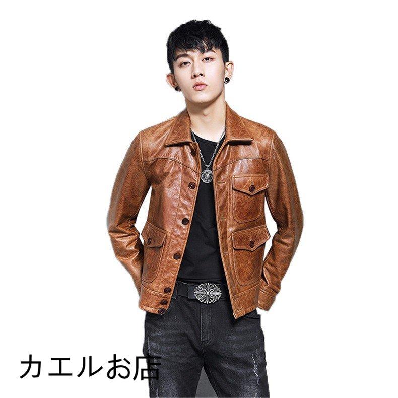 流行に レザージャケット メンズ 本革 牛革 革ジャンメンズ ライダース ジャケット メンズ 本革 折襟 ショート丈 バイクジャケット Gジャン ファッション 55 以上節約 Klientsoft Com