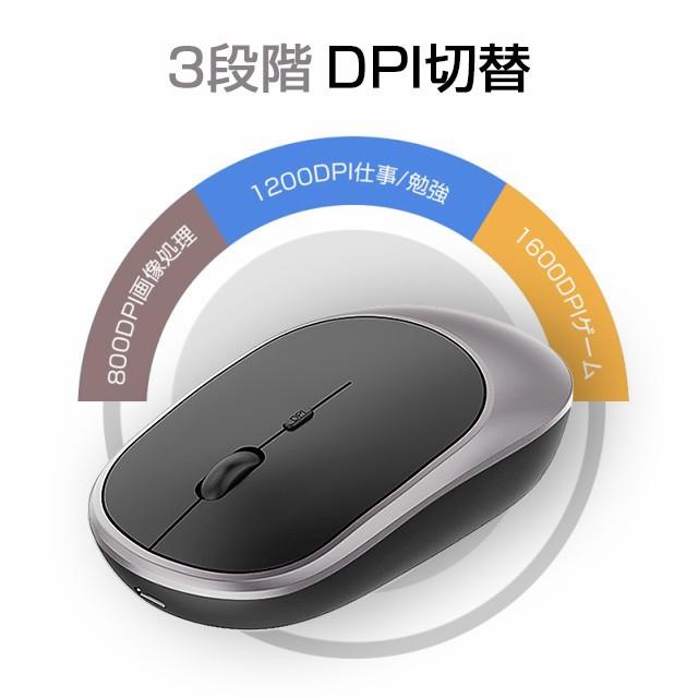 マウス ワイヤレス マウス 高機能 マウス 2.4GHz 無線 Bluetooth5.1搭載 超静音 超軽量 3DPIモード USB充電式 バッテリー内蔵 光学式 省電力 高精度｜kaeru-store｜07