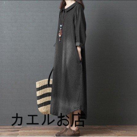 ワンピース デニム 秋 冬 レディース 40代ファッション 50代 ワンピース 女性 服 きれいめ 体型カバー レディースファッション ワンピ 膝丈 大きいサイズ W1015 カエルお店 通販 Yahoo ショッピング