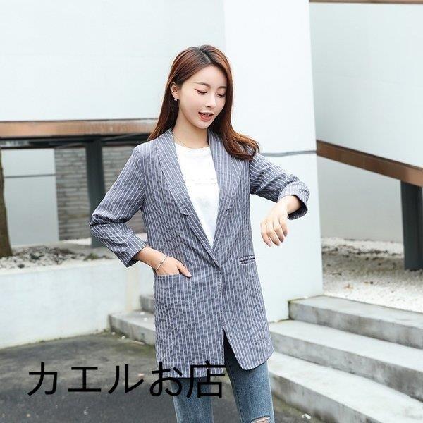 超レア最新 薄手ジャケット ロング丈 ストライプ柄 テーラードジャケット レディース 夏 通勤ol ビジネス サマージャケット スーツジャケット フォーマル ブレザー 店舗限定品 Www Superavila Com