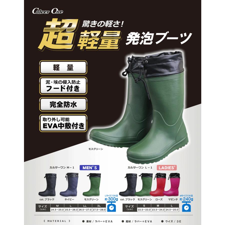 長靴 レインブーツ 福山ゴム カルサーワン M-1 24.5-28.0cm メンズ