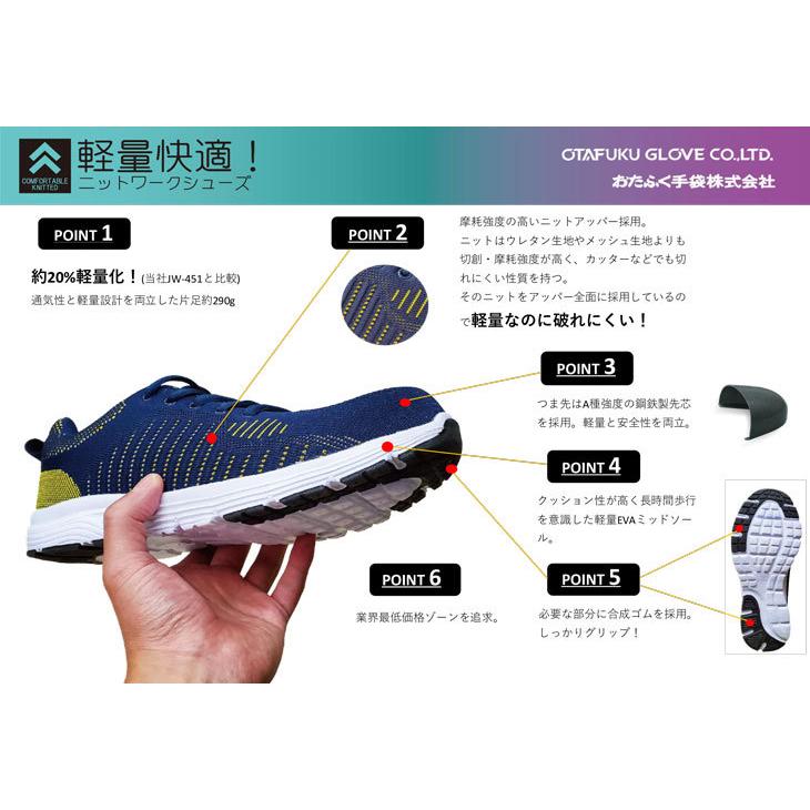 ローカット安全靴 スニーカー ニットワークシューズ 軽量 JW-395