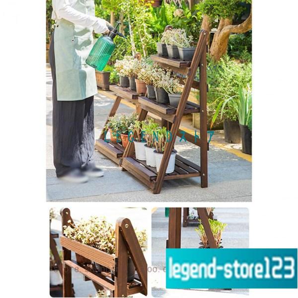 4段 フラワースタンド 天然木製 フラワーラック 鉢植え 多肉植物 棚 盆栽棚 植物棚 園芸ラック おしゃれ 花台 植木鉢スタンド 室内 屋外 【マンダリン】