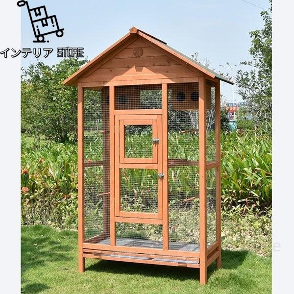 匿名配送 庭用ペットケージ 大型鳥かご 鳥かご 飼育ケージ 小動物ケージ【動物の部屋】組立式 天然杉材 防腐材 安定性抜群 ご自分で取り付ける必要がある 【KUE1074797693】(38150円)