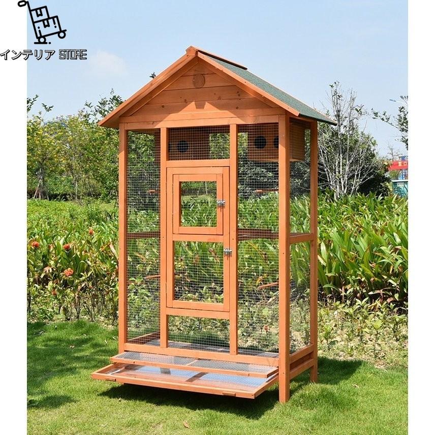 匿名配送 庭用ペットケージ 大型鳥かご 鳥かご 飼育ケージ 小動物ケージ【動物の部屋】組立式 天然杉材 防腐材 安定性抜群 ご自分で取り付ける必要がある 【KUE1074797693】(38150円)