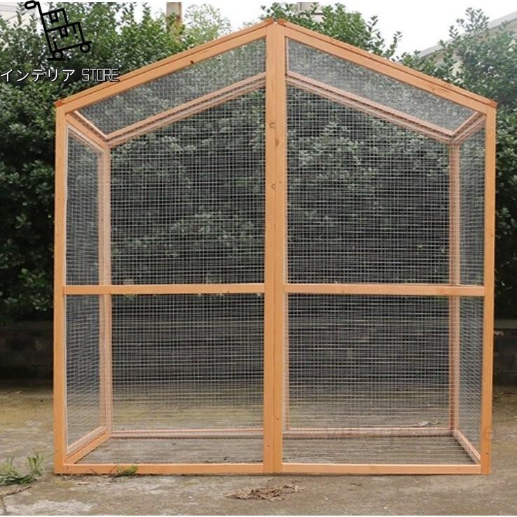 匿名配送 透明なドア 別荘 大型インコ用　バード 鳥籠 飼育ケージ 小動物 ペット 松の木 鳥 鶏 鴨 うさぎ 室外 転倒防止 組立式 防腐材 【H1127902456】(40035円)