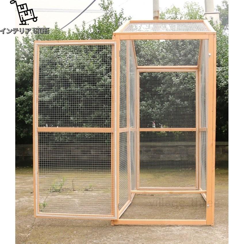 匿名配送 透明なドア 別荘 大型インコ用　バード 鳥籠 飼育ケージ 小動物 ペット 松の木 鳥 鶏 鴨 うさぎ 室外 転倒防止 組立式 防腐材 【H1127902456】(40035円)